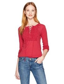 Lucky Brand Lace Up Bib Thermal Top at Amazon